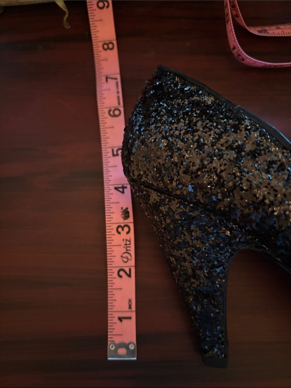 Qupid Black Glitter Platform High Heels - Picture 9 of 10